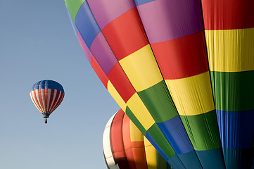 Image showing Colorful hot air balloons launching