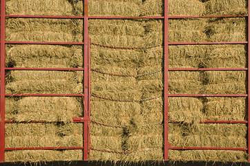 Image showing Hay bales piled within a cart