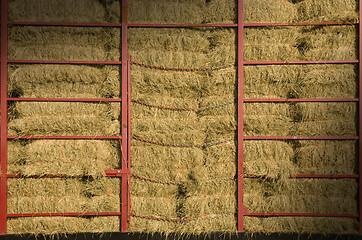 Image showing Hay bales piled within a cart