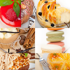 Image showing fresh dessert cake collage 