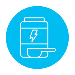 Image showing Sport nutrition container line icon.