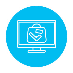 Image showing Suitcase at x-ray airport scanner line icon.