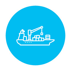 Image showing Cargo container ship line icon.