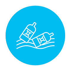 Image showing Bottles floating in water line icon.