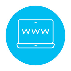 Image showing Website on laptop screen line icon.