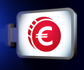 Image showing Currency concept: Euro Coin on billboard background