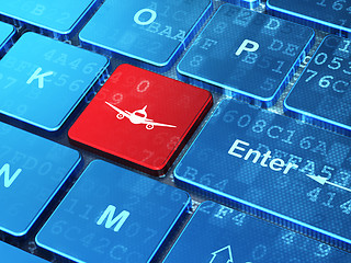Image showing Travel concept: Aircraft on computer keyboard background