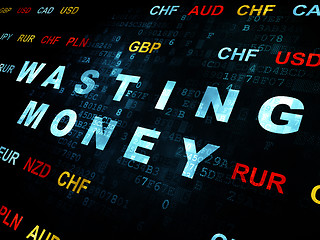 Image showing Currency concept: Wasting Money on Digital background