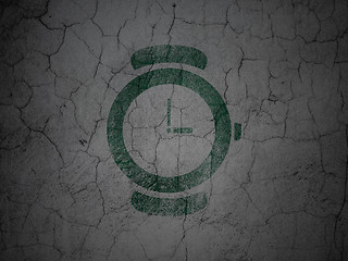 Image showing Timeline concept: Hand Watch on grunge wall background