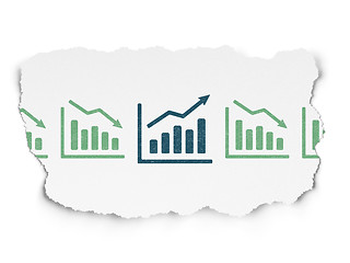 Image showing Finance concept: growth graph icon on Torn Paper background