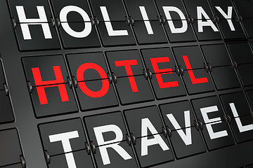 Image showing Tourism concept: Hotel on airport board background