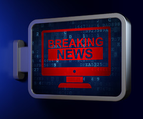 Image showing News concept: Breaking News On Screen on billboard background