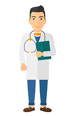 Image showing Doctor with stethoscope and file.