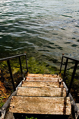 Image showing Stairs down to a lake

