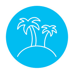 Image showing Two palm trees on island line icon.