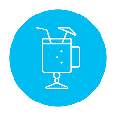 Image showing Glass with drinking straw and umbrella line icon.