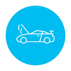 Image showing Broken car with open hood line icon.