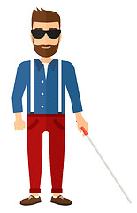 Image showing Blind man with stick.