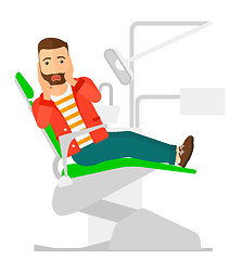 Image showing Frightened patient in dental chair.
