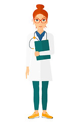 Image showing Doctor with stethoscope and file.