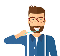 Image showing Man brushing teeth.