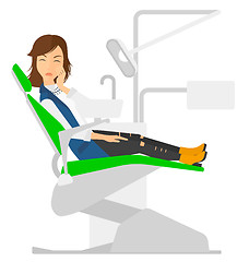 Image showing Woman suffering in dental chair.