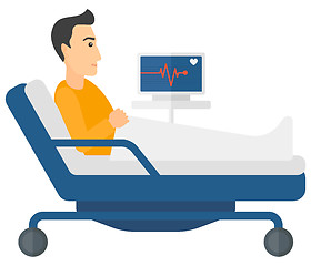 Image showing Patient lying in bed with heart monitor.