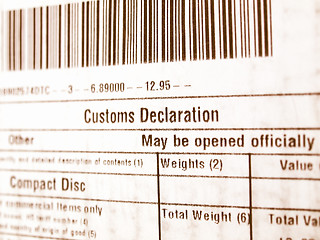 Image showing  Customs declaration vintage