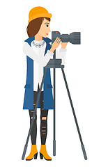 Image showing Photographer working with camera.