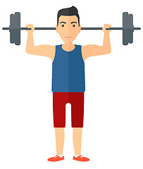 Image showing Man lifting barbell.