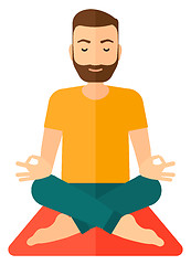 Image showing Man meditating in lotus pose.