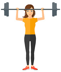 Image showing Woman lifting barbell.