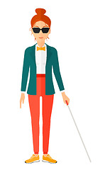 Image showing Blind woman with stick.