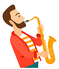 Image showing Man playing saxophone.