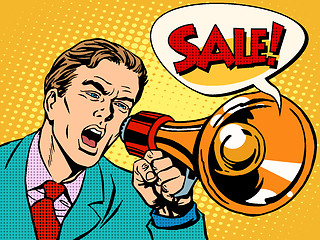 Image showing Agitator with megaphone announces sale