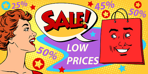 Image showing Sales discounts poster style girl and products