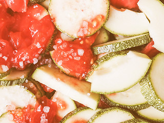 Image showing Retro looking Zucchini with tomato