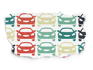 Image showing Tourism concept: Car icons on Torn Paper background