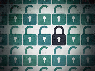 Image showing Protection concept: closed padlock icon on Digital Paper background