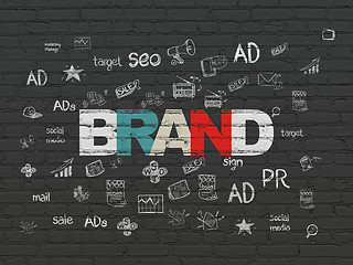 Image showing Marketing concept: Brand on wall background