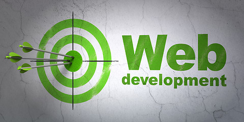 Image showing Web design concept: target and Web Development on wall background