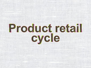 Image showing Advertising concept: Product retail Cycle on fabric texture background