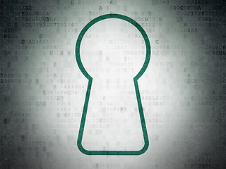 Image showing Security concept: Keyhole on Digital Paper background