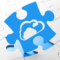 Image showing Cloud networking concept: Cloud on puzzle background