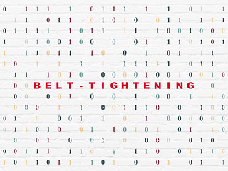 Image showing Business concept: Belt-tightening on wall background