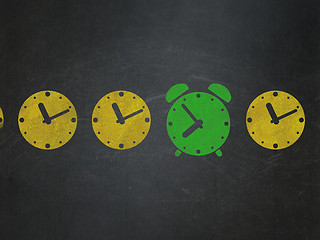 Image showing Time concept: alarm clock icon on School Board background