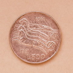 Image showing  Italian 500 Lire coin vintage