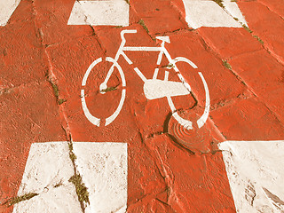 Image showing  Bike lane sign vintage