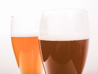 Image showing Retro looking Two glasses of German beer