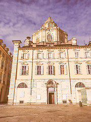 Image showing Retro looking San Lorenzo church Turin